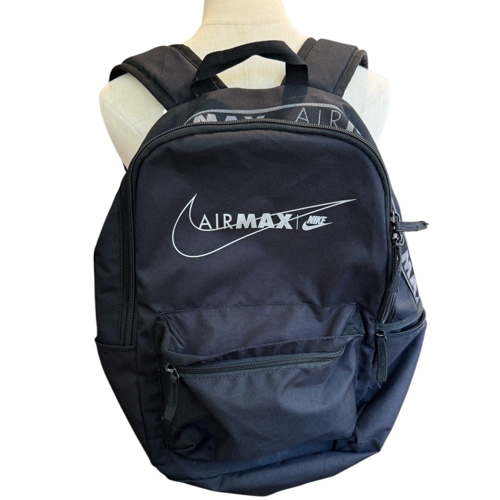 Nike Air Max Backpack Black Swoosh Logo School Gym Bag‎ Sporty Streetwear